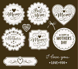 Wall Mural - Happy Mothers Day. Set of decorative Mothers Day tags for your design. Vector illustration