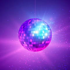 Wall Mural - disco ball with bright rays