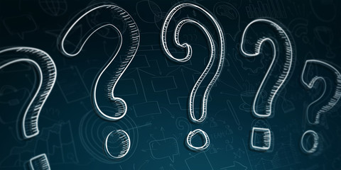 Poster - hand drawn question marks sketch