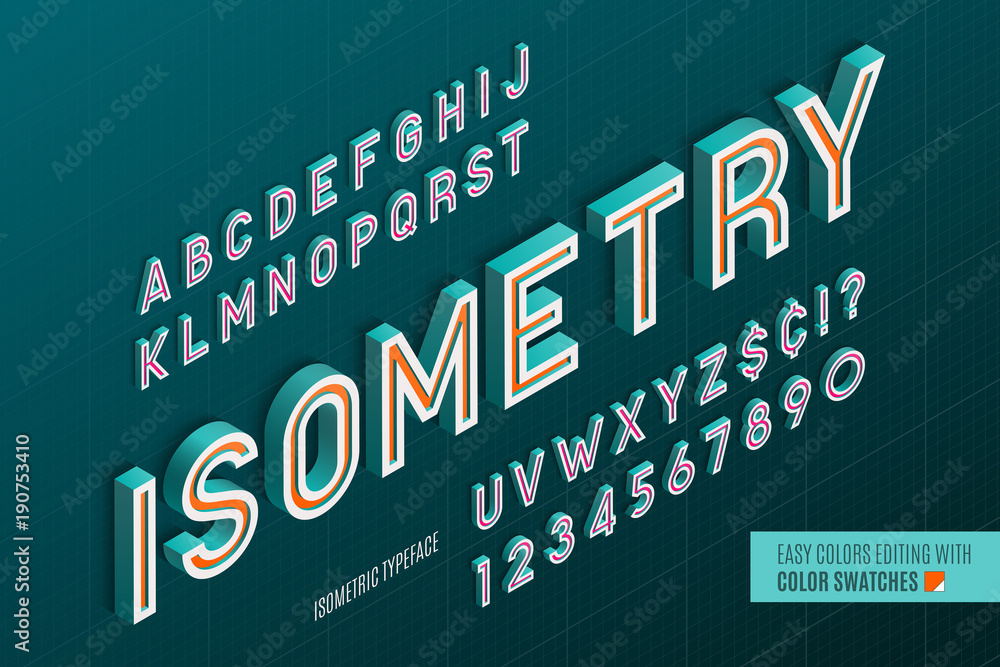 Isometric alphabet. 3d letters and numbers. Stock Vector | Adobe Stock
