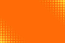 Pop Art Half Tone Yellow Dots On Orange Background. Vector Illustration.