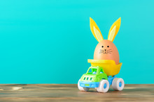 Egg With Bunny Ears In Small Truck