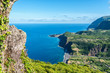 The western coast of the island of Flores in the Azores, Portugal