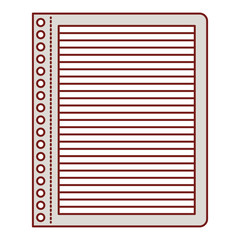 Wall Mural - notebook paper with horizontal lines in colorful silhouette with thin red contour vector illustration