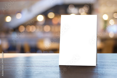 Fotomural Stand Mock up Menu frame tent card blurred background design key visual layout