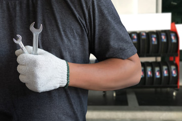 Mechanic repairing a car  in garage  Auto repair car engine