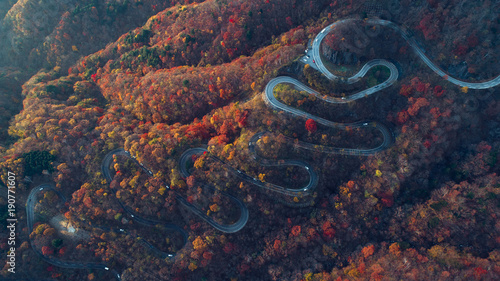 piekna-curvy-ulica-na-gorze-nikko-japonia-widok-z-lotu-ptaka