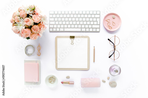 Stylized Women S Desk Office Desk Workspace With Laptop