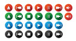 play Stop buttton ikon  set music semi flat icon vector icon for app and website