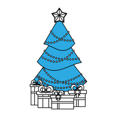 Wall Mural - Christmas tree with gifts icon vector illustration graphic design