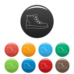 Canvas Print - Hiking boots icons color set isolated on white background for any web design