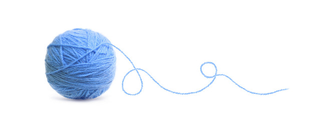 Blue ball of Threads wool yarn