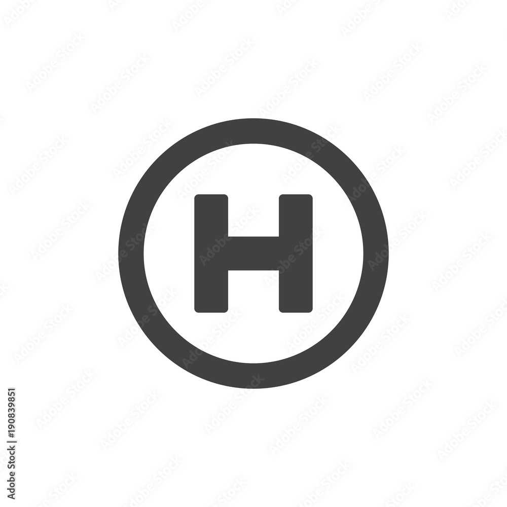 Helipad icon vector, filled flat sign, solid pictogram isolated on white.  Helicopter landing pad symbol, logo illustration. Stock Vector | Adobe Stock, image size:1000x1000