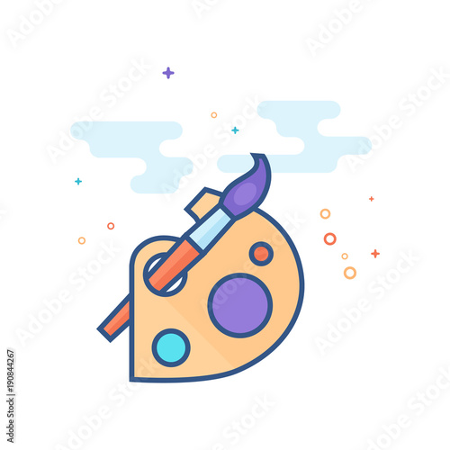 Artist Painting Palette Icon In Outlined Flat Color Style Vector