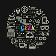 geek colorful gradient with line icons set