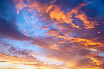 sunset sky with multicolor clouds