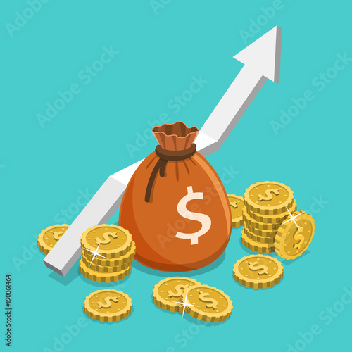Fotografía Income growth flat isometric vector concept