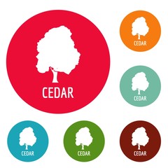 Sticker - Cedar tree icons circle set vector isolated on white background