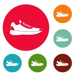 Sticker - Sneakers icons circle set vector isolated on white background