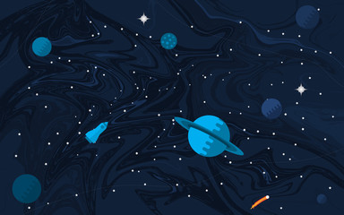 Wall Mural - space flat background with planets and stars