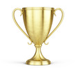 Gold trophy cup isolated on a white background. 3d rendering