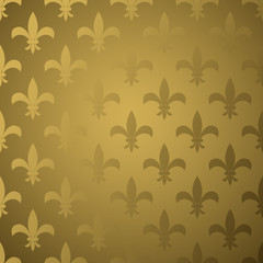 Royal flower fleur gold gradient seamless vector pattern.