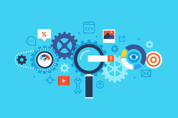 Search engine, SEO. Flat design modern vector illustration concept.