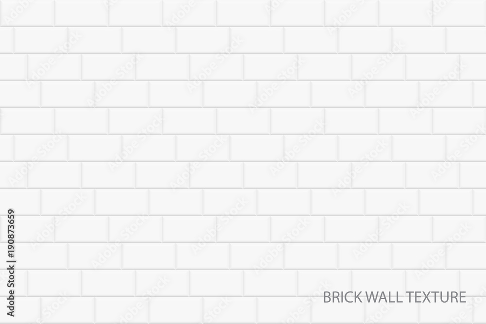 Brick wall vector background - seamless white texture. Geometric design ...