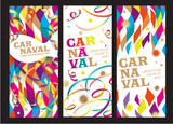 Fototapeta  - Carnival background. Translation from the Portuguese text: Carnival. Vector design template for banner, poster, leaflet or invitation for a festival, carnival, event or festive party