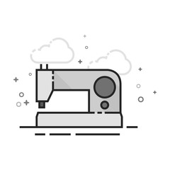 Wall Mural - Vintage sewing machine icon in flat outlined grayscale style. Vector illustration.