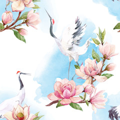 Plakat roślina wzór ptak modny natura
