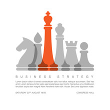 Vector Business Strategy Concept Template With Chess Figures