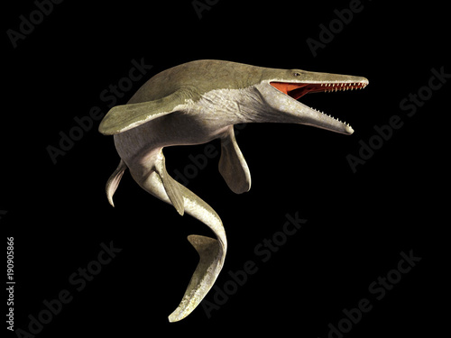 Mosasaurus, 17m aquatic lizard, between 70 and 66 million years ago (3d illustra Poster