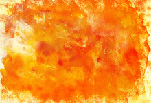 Watercolor Abstract Orange Textured Background.  Copy Space.