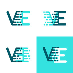 Fototapete - VE letters logo with accent speed green and blue