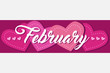 © kayteedesign - February Single Word With Hearts Banner Vector Illustration 2