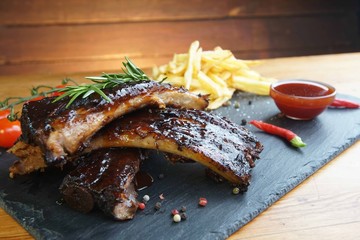 Wall Mural - potatoes and pork ribs