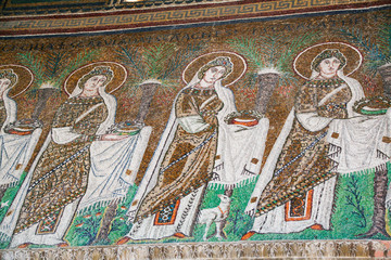 Byzantine mosaics with images of saints