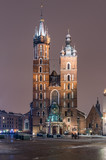 Fototapeta  - Krakow, Poland, St Mary's church on the Main Market Square