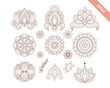 Decorative hand drawn element henna style collection. Floral set for your design, tattoo.