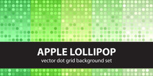 Polka Dot Pattern Set Apple Lollipop. Vector Seamless Geometric Dot Backgrounds