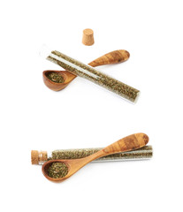 Sticker - Herbal spices in a glass vial isolated