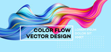 Modern Colorful Flow Poster. Wave Liquid Shape In Blue Color Background. Art Design For Your Design Project. Vector Illustration