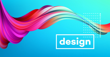 modern colorful flow poster. wave liquid shape in blue color background. art design for your design 