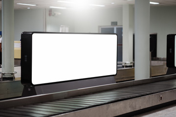 Wall Mural - blank advertising billboard at airport,Mock up Poster media template Ads display in Subway station escalator