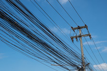 Electric Wire On The Power Poles.