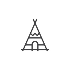 Wall Mural - Indian tepee line icon, outline vector sign, linear style pictogram isolated on white. Wigwam symbol, logo illustration. Editable stroke