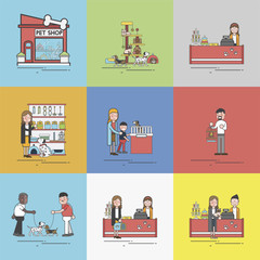 Illustration set of pet shop