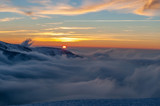 Fototapeta Nowy Jork - Winter mountain landscape with fog