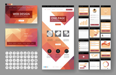 Wall Mural - website design template and interface elements